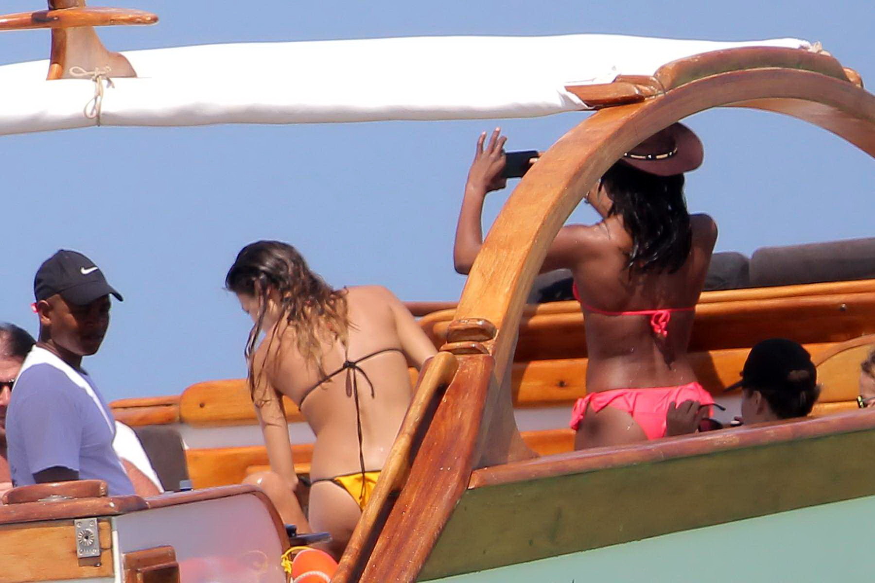 Naomi Campbell shows off her ass wearing a pink bikini on a yacht in Kenya #75208328