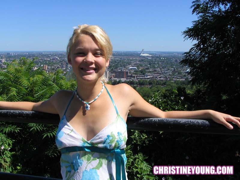 Cute blonde sweetie Christine Young posing outdoors for you #67732983