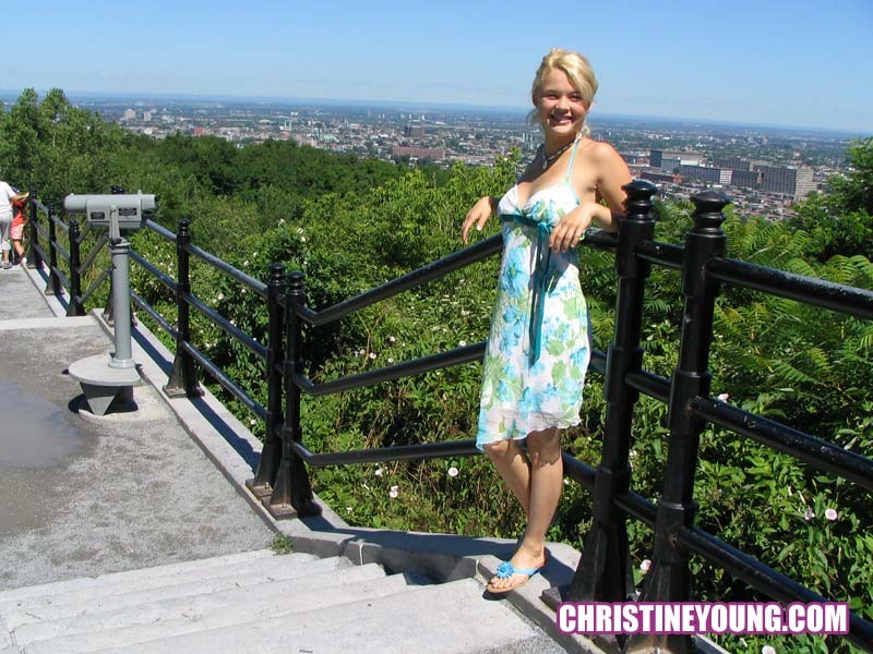 Cute blonde sweetie Christine Young posing outdoors for you #67732993