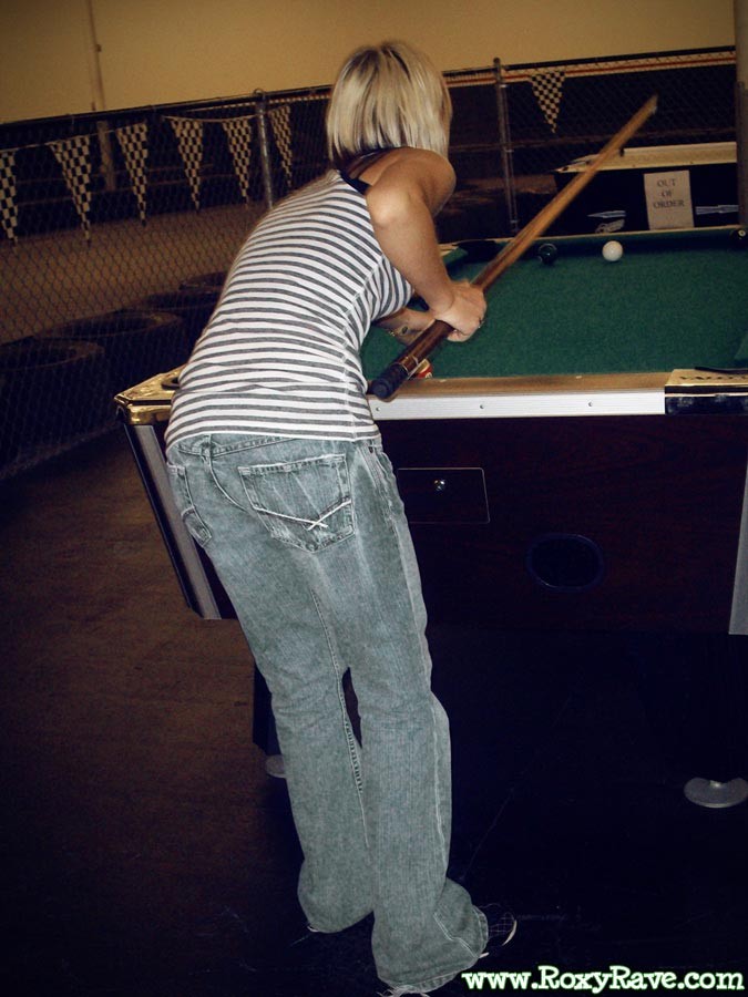 Amateur teen girl shooting pool #78910846