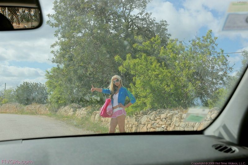 Blonde Hungarian sweet tits and pussy out hitchhiking #67346782