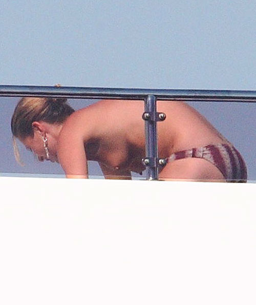 Kate Moss showing her nice small tits on yacht paparazzi pics #75416745