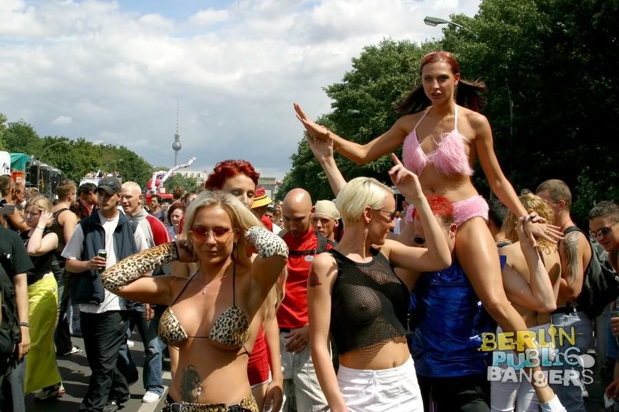 Filthy sluts getting nasty on public at german outdoor fuck parade #76768701