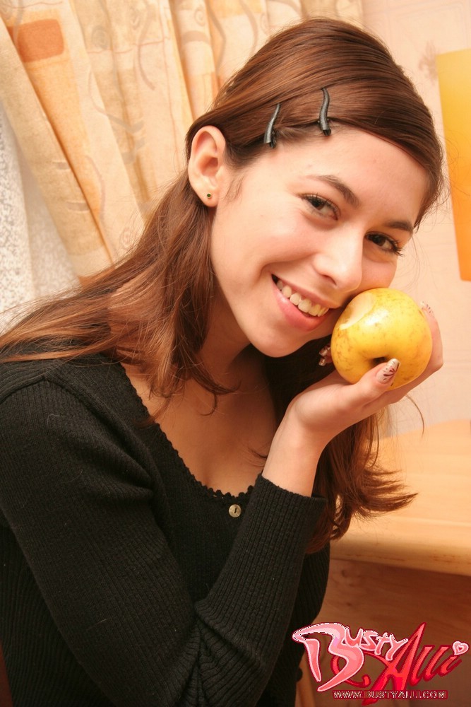 Busty Alli shows her Melons while playing with apples #72979595