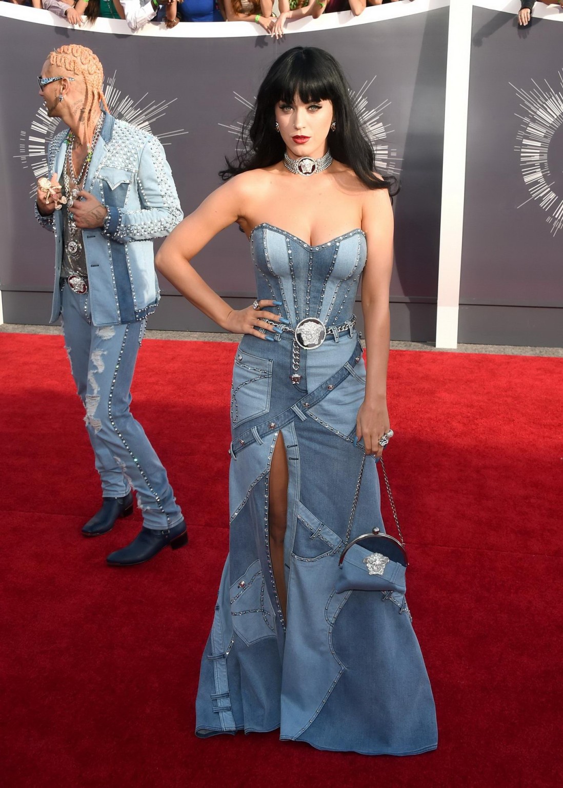 Katy Perry busty wearing a strapless dress at the 2014 MTV Video Music Awards in #75187396