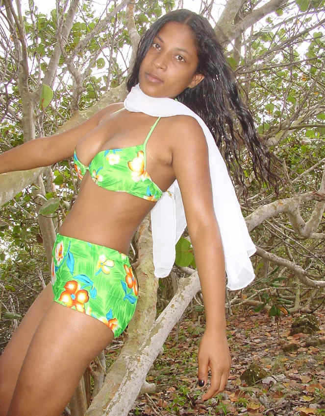 Amateur ebony beauty posing outdoor #73387960