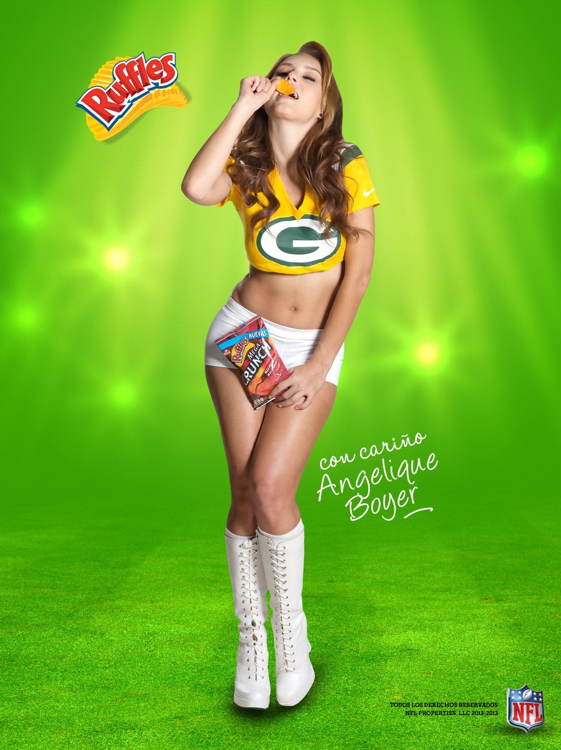 Angelique Boyer wearing sexy jersey look-alike outfits in NFL promos #75243011