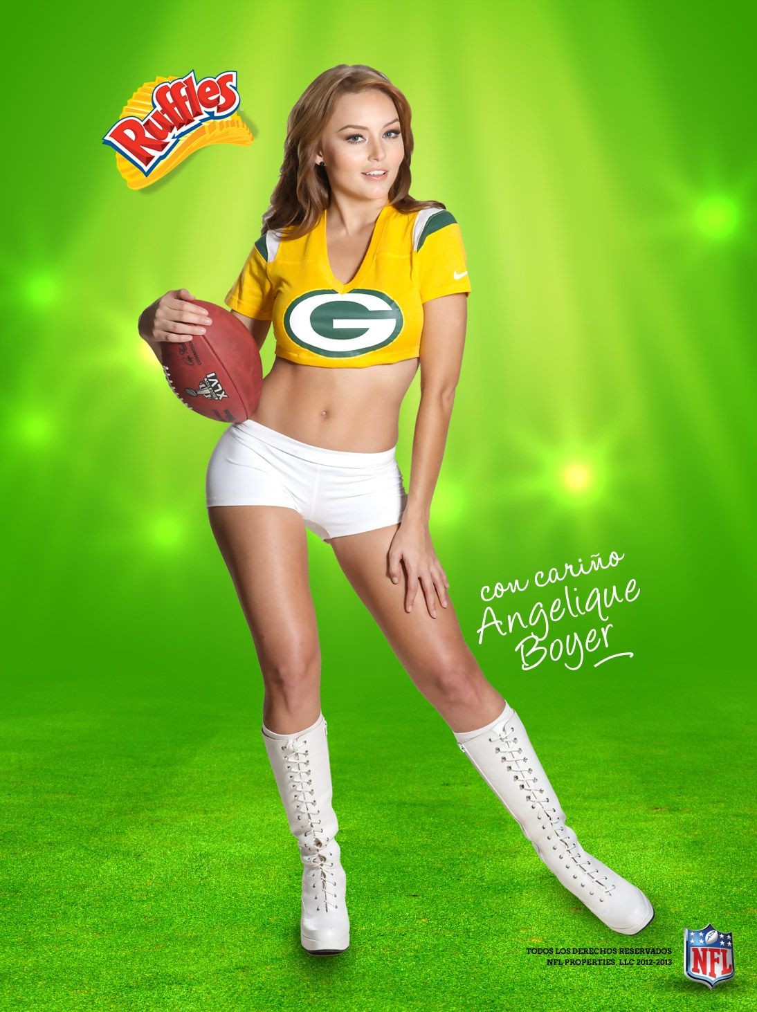 Angelique Boyer wearing sexy jersey look-alike outfits in NFL promos #75243013