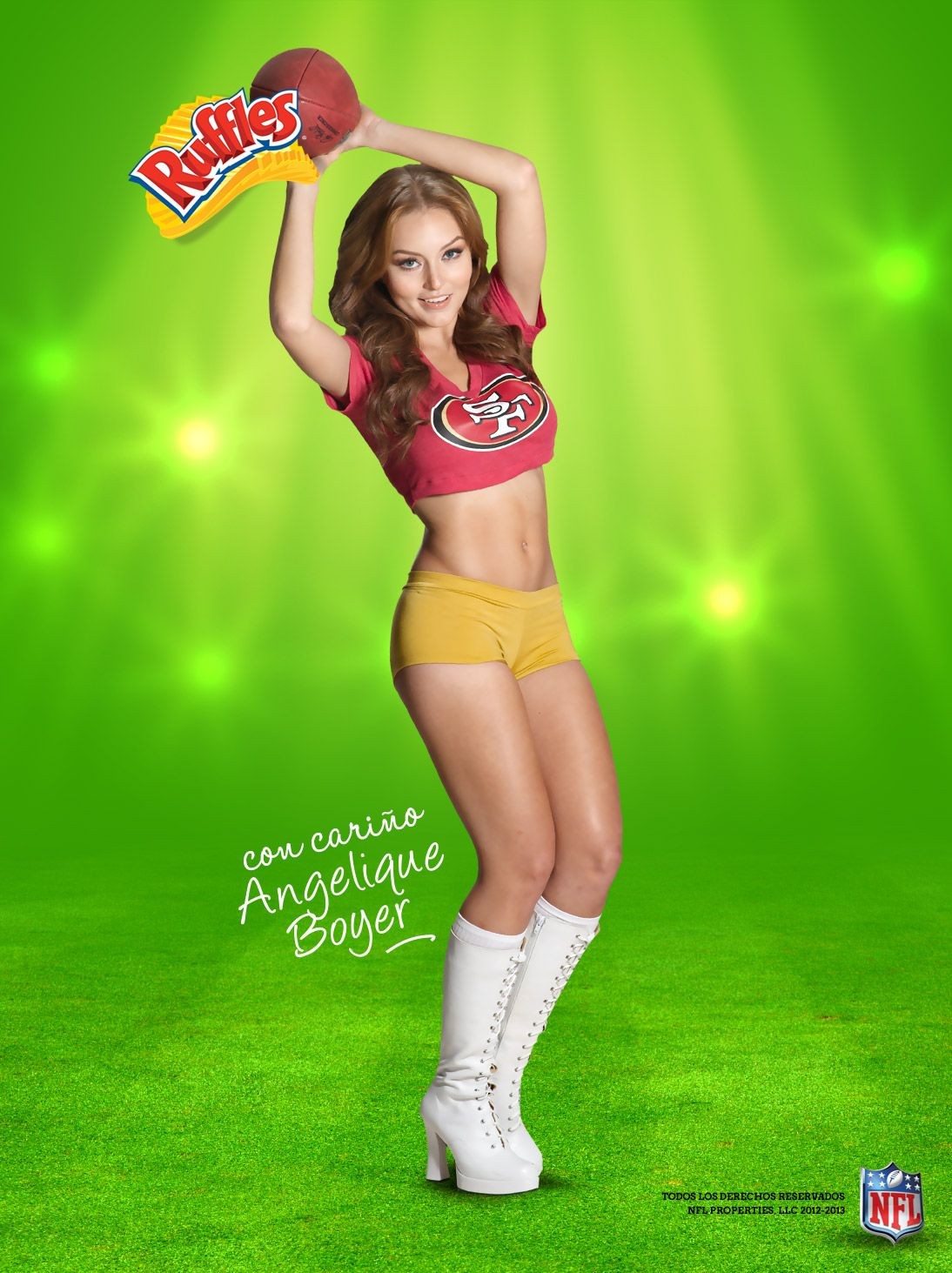 Angelique Boyer wearing sexy jersey look-alike outfits in NFL promos #75243026