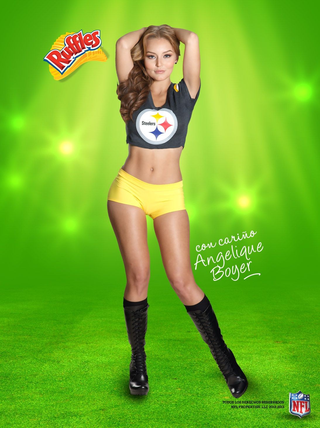 Angelique Boyer wearing sexy jersey look-alike outfits in NFL promos #75243048