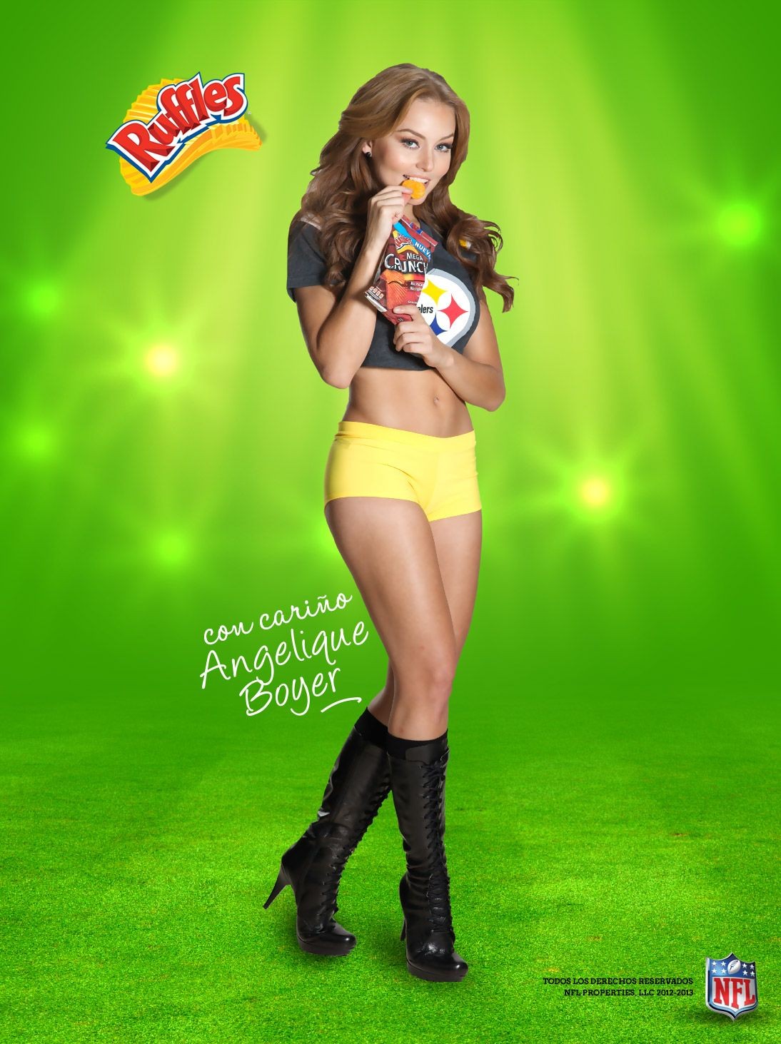 Angelique Boyer wearing sexy jersey look-alike outfits in NFL promos #75243053