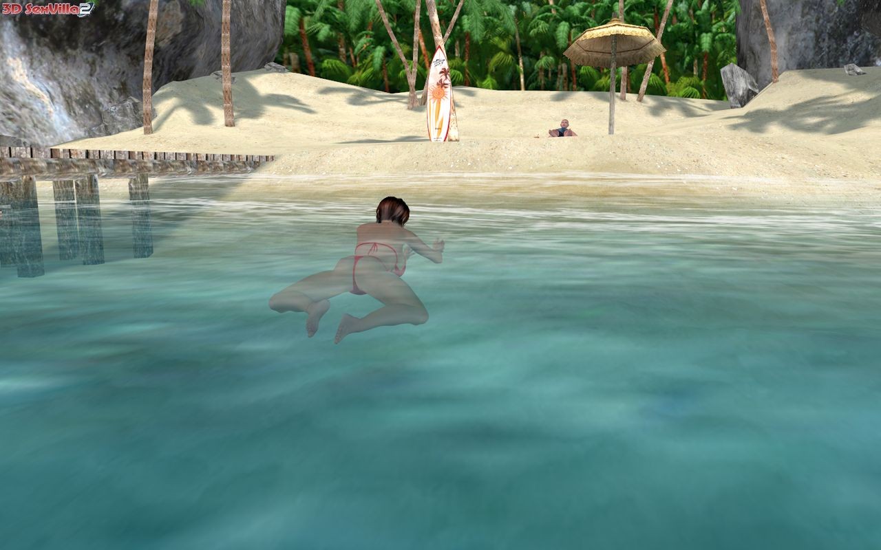 3d animated couple gets kinky at a public beach #69350688