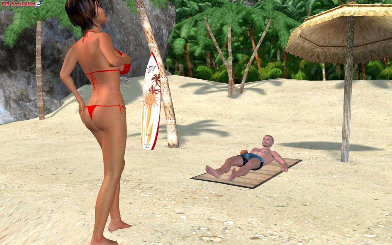 3d animated couple gets kinky at a public beach #69350711