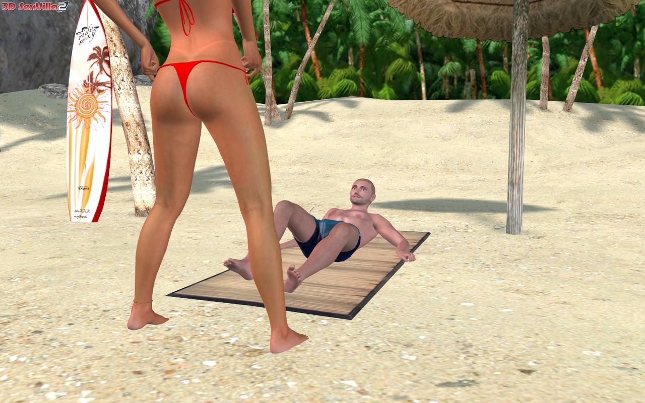 3d animated couple gets kinky at a public beach #69350718