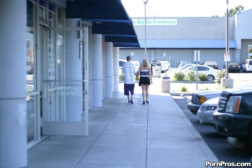 blonde girl caught kissing a guy in the parking lot #79368285