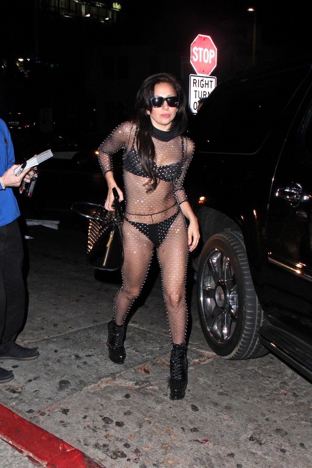 Lady Gaga see through to bra  thong at the Chateau Marmont in Hollywood #75221990