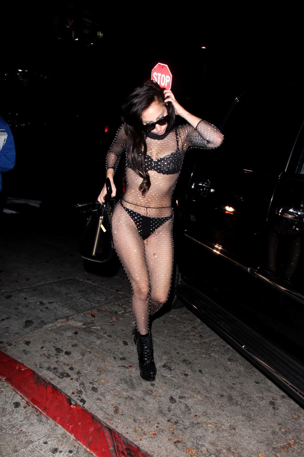 Lady Gaga see through to bra  thong at the Chateau Marmont in Hollywood #75222022