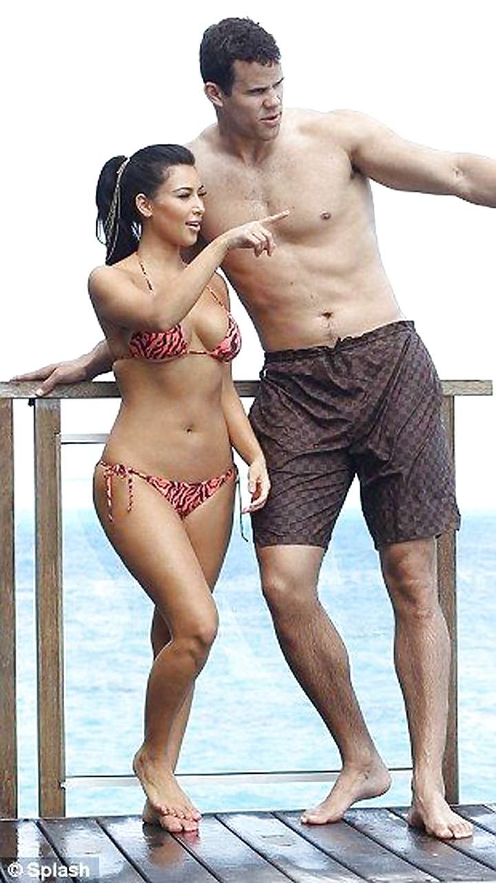 Kim Kardashian showing white panties upskirt and enjoy in bikini with boyfriend #75293129