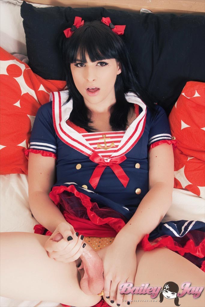 Big cocked TS sailor babe toying her tight wet asshole #79214943