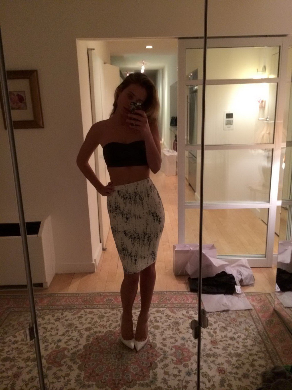 Hannah Davis stripping herself in front of mirror  leaked topless selfshoots #75181585