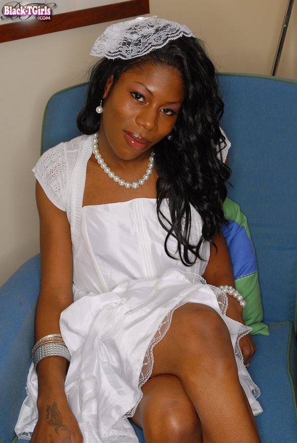 Freshly Shaved Black Shemale Loses Her White Dress #79264485