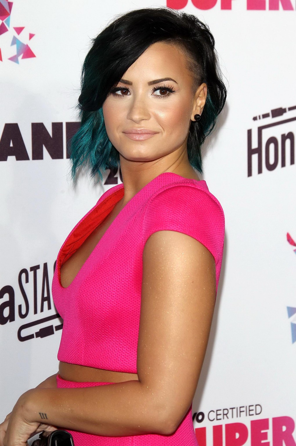 Demi Lovato showing cleavage at Vevo CERTIFIED SuperFanFest presented by Honda S #75184035