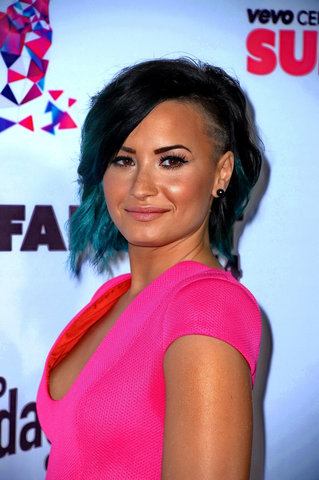 Demi Lovato showing cleavage at Vevo CERTIFIED SuperFanFest presented by Honda S #75184078