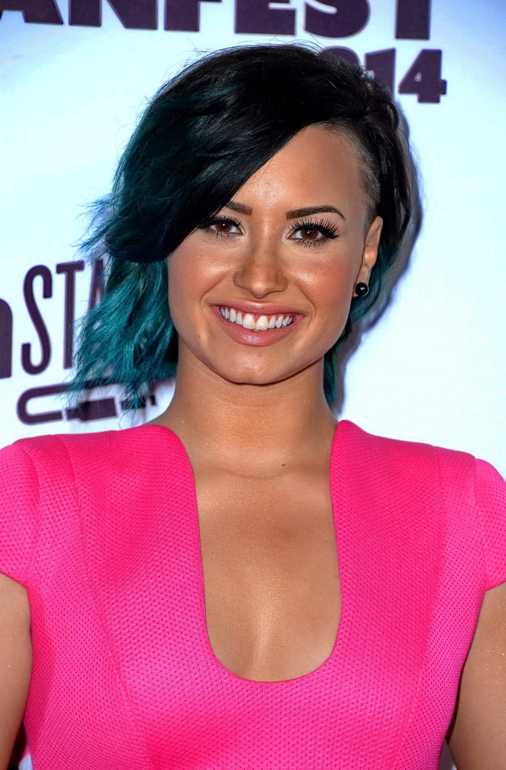 Demi Lovato showing cleavage at Vevo CERTIFIED SuperFanFest presented by Honda S #75184083