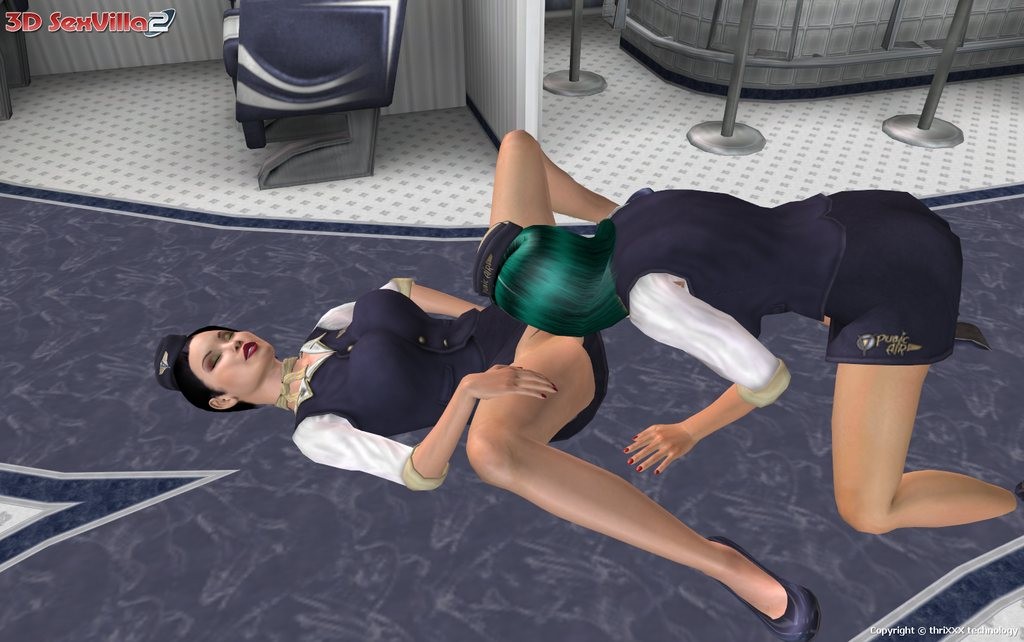 Two busty 3d animated lesbians fucking in a plane #69351526