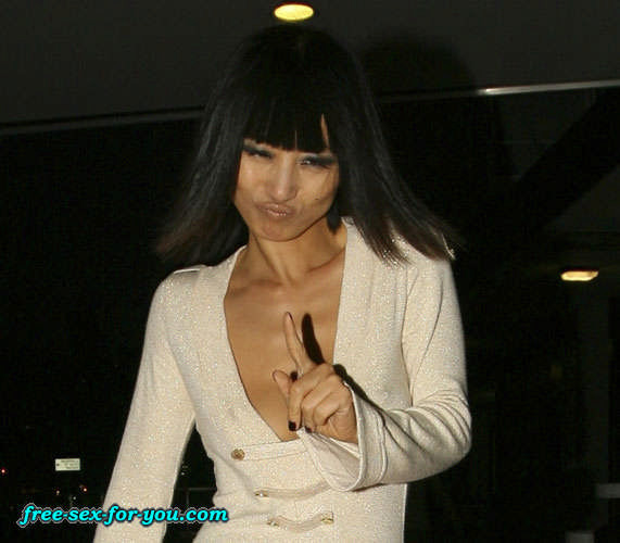 Bai Ling nipple slip and showing great legs to paparazzi #75433377