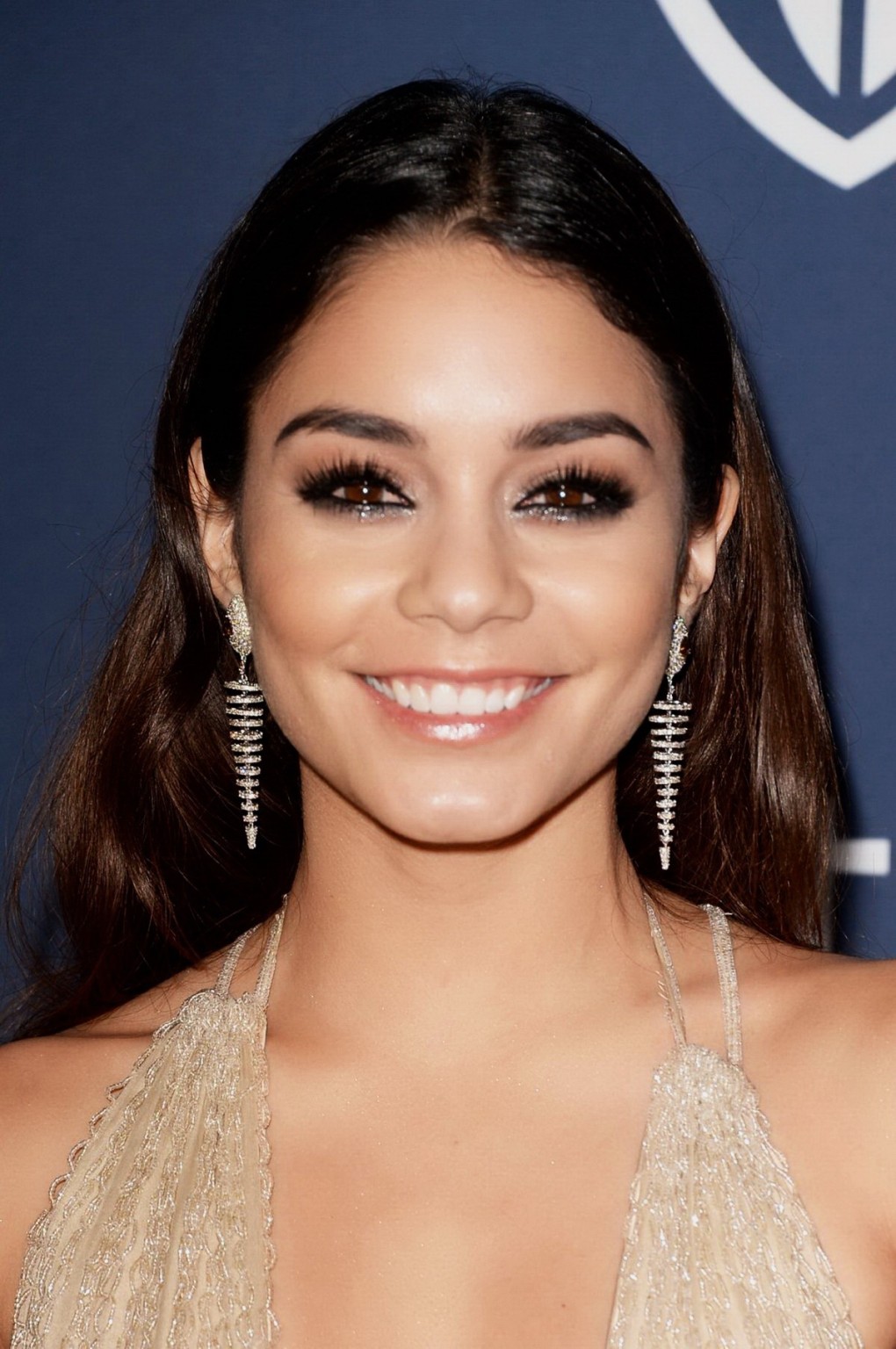 Vanessa Hudgens braless showing huge cleavage in hot flesh colored dress at InSt #75207390