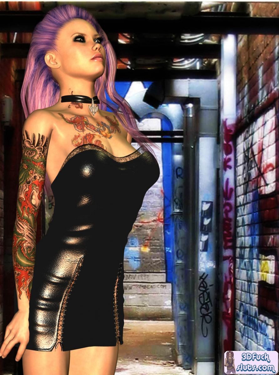 Tätowierte Punk Toon in einem Kleid
 #69335937