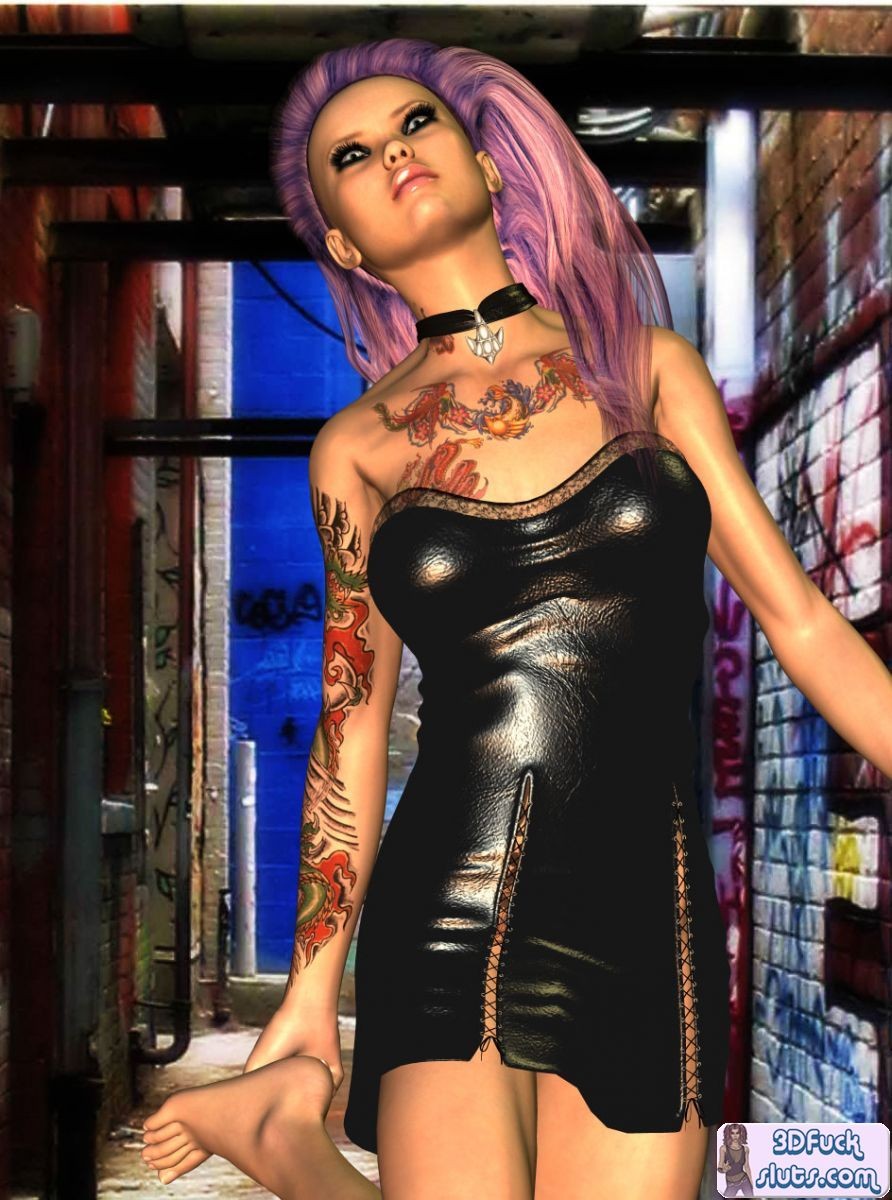 Tätowierte Punk Toon in einem Kleid
 #69335954