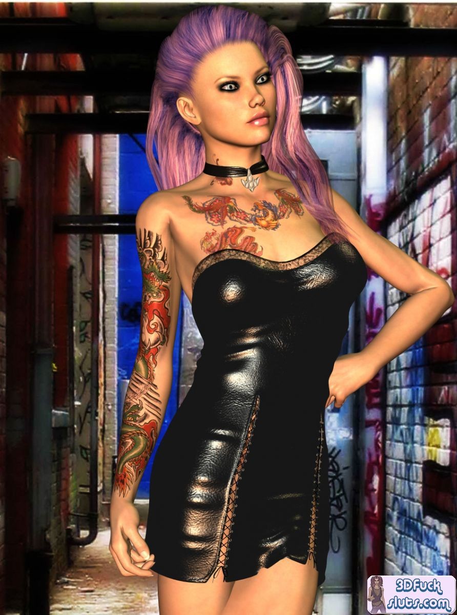 Tätowierte Punk Toon in einem Kleid
 #69335973