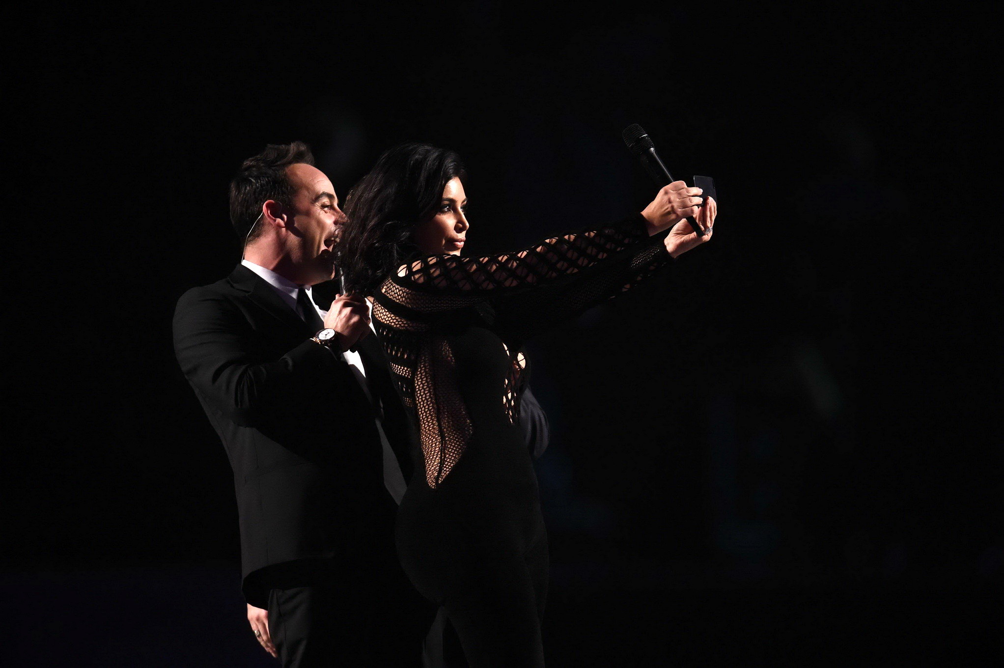 Kim Kardashian nip slip wearing a mesh jumpsuit at the BRIT Awards Arrivals and  #75171492