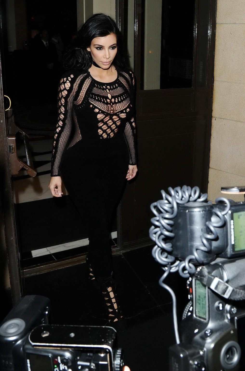 Kim Kardashian nip slip wearing a mesh jumpsuit at the BRIT Awards Arrivals and  #75171523