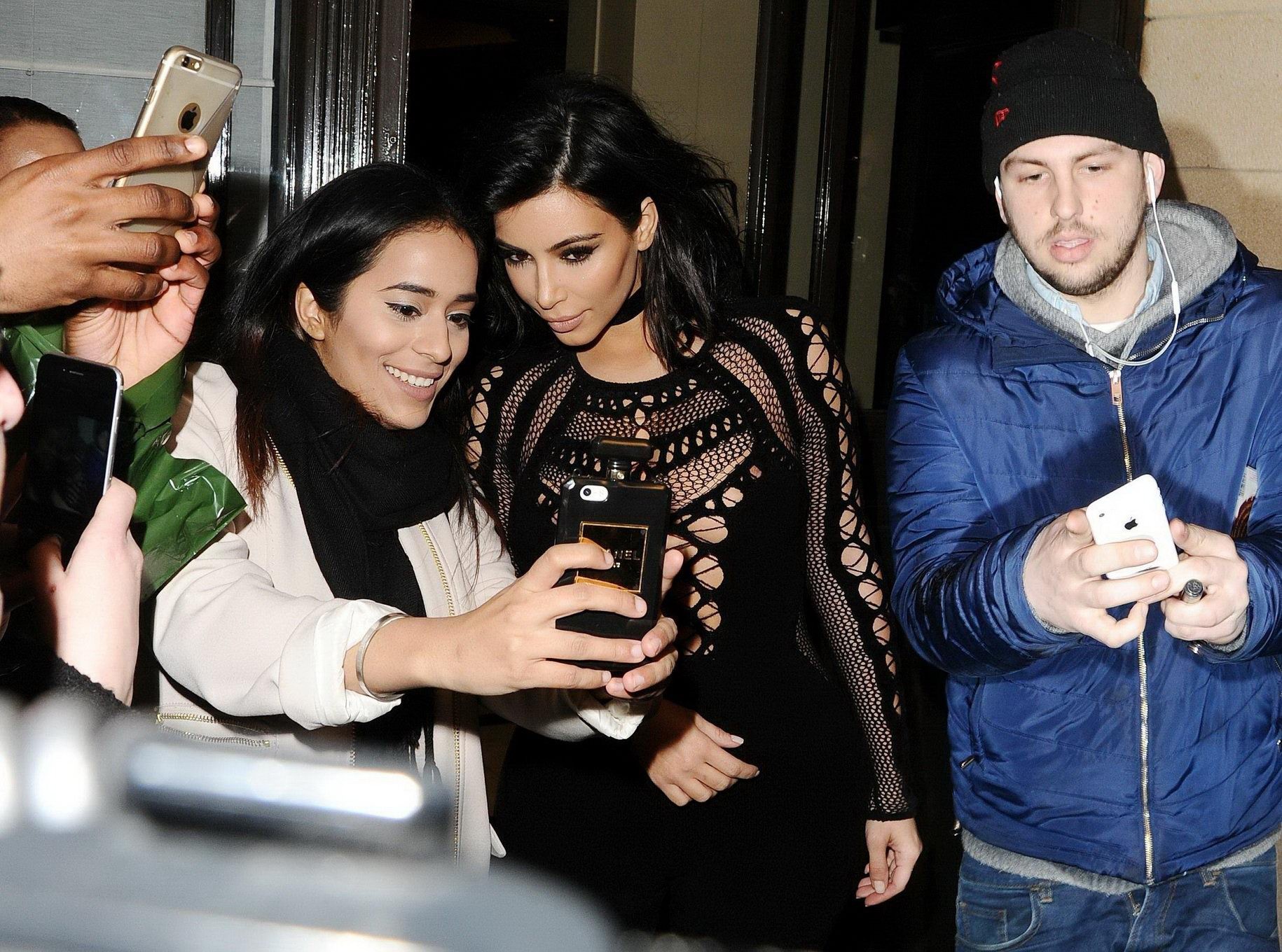 Kim Kardashian nip slip wearing a mesh jumpsuit at the BRIT Awards Arrivals and  #75171574