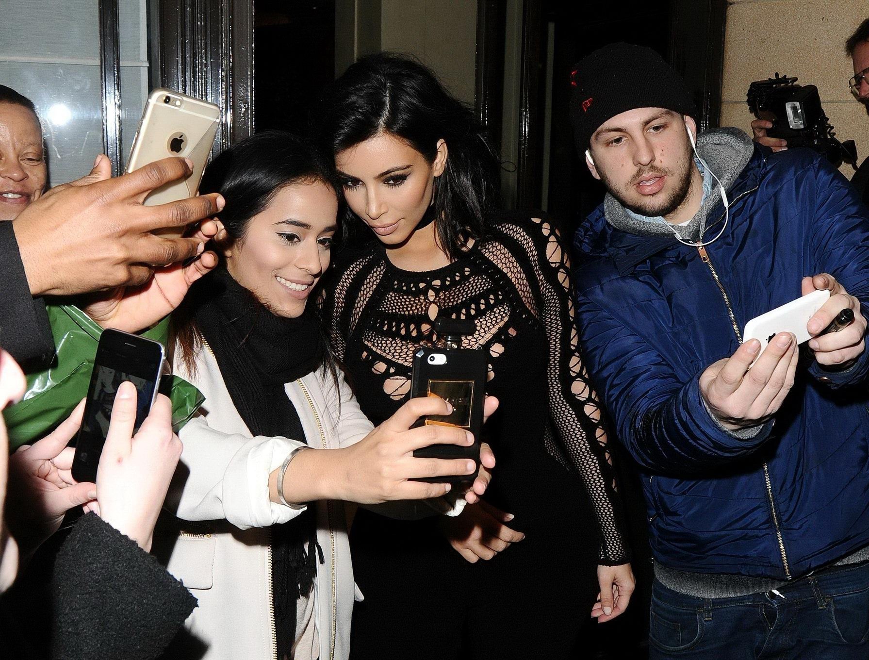 Kim Kardashian nip slip wearing a mesh jumpsuit at the BRIT Awards Arrivals and  #75171584