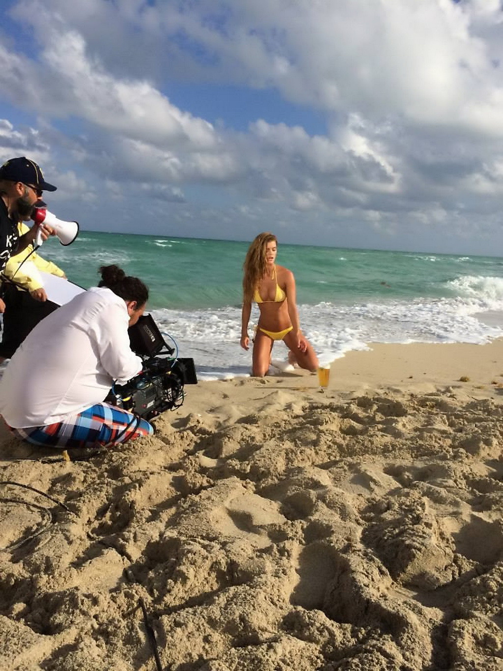 Nina Agdal posing in sexy yellow bikini for Cerveza Cristal's beer promotion #75206611