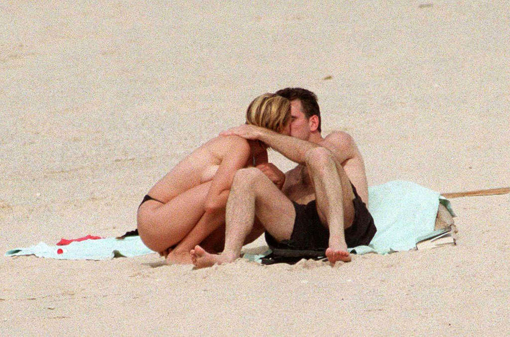 Cameron Diaz exposing her nice tits on beach and ass in green thong paparazzi pi #75368024