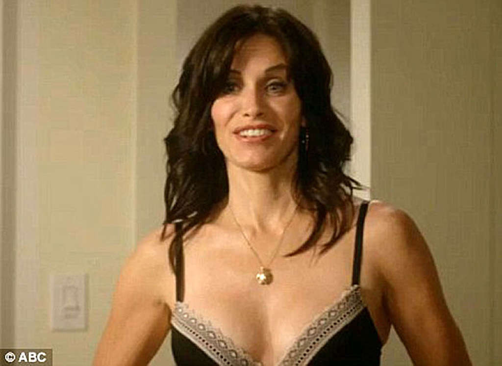 Courteney Cox very leggy in mini skirt and tits slip in water #75359610