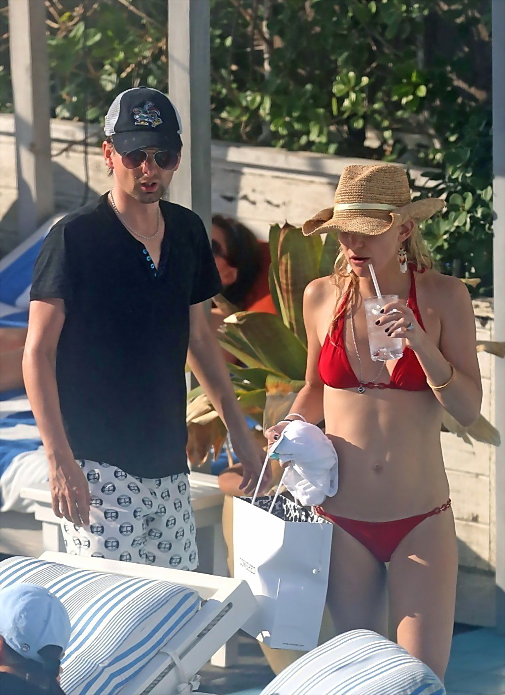 Kate Hudson wearing skimpy red bikini poolside in Miami #75240097