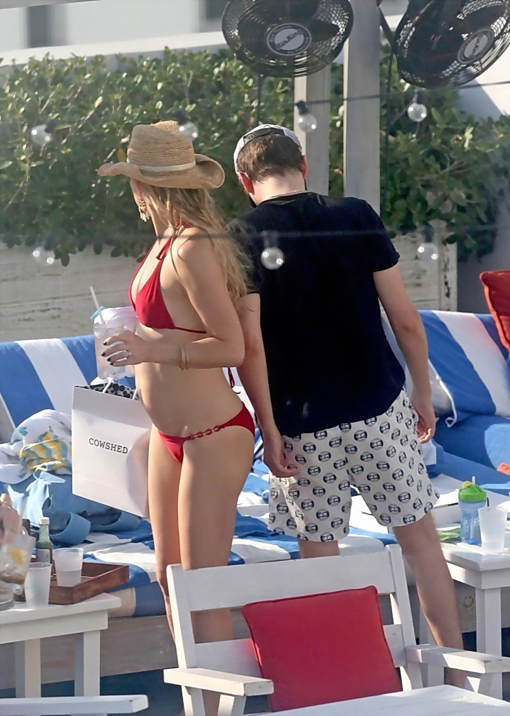 Kate Hudson wearing skimpy red bikini poolside in Miami #75240105
