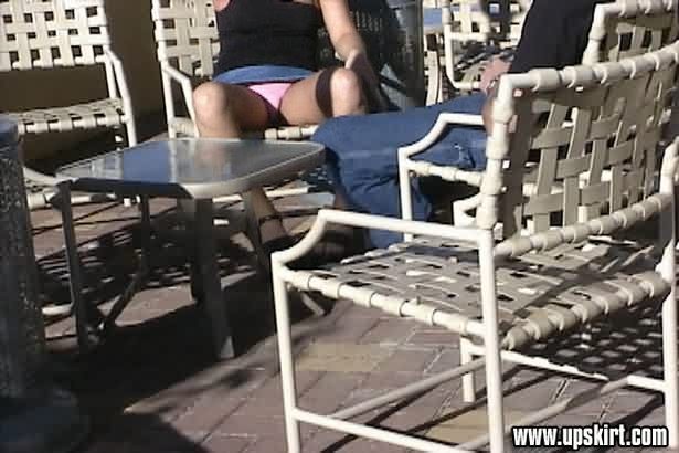 Tight Pink Panty Upskirt Shots Outdoors on a Patio #78684539