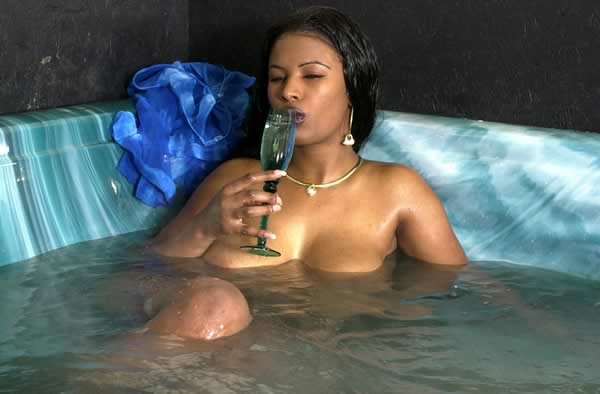 Big breasted ebony chick relaxing in the spa bath #73445351