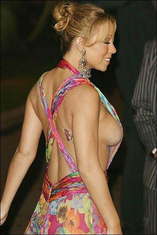 Mariah Carey upskirt and braless boob cleavage #75378772