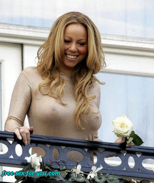 Mariah Carey showing her tits to paparazzi and see thru top #75422454