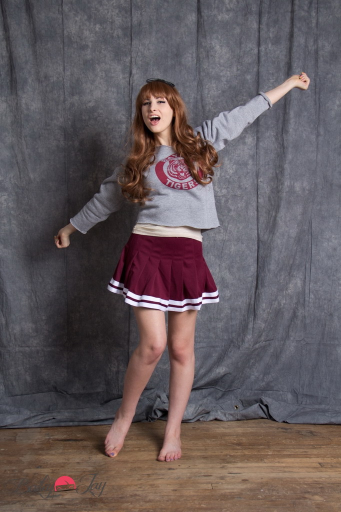 Bailey Jay shows her cock in schoolgirl cheerleader uniform #75464384