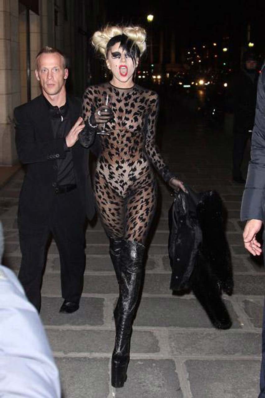 Lady Gaga showing panties and her tits in see thru dress paparazzi pictures #75309135