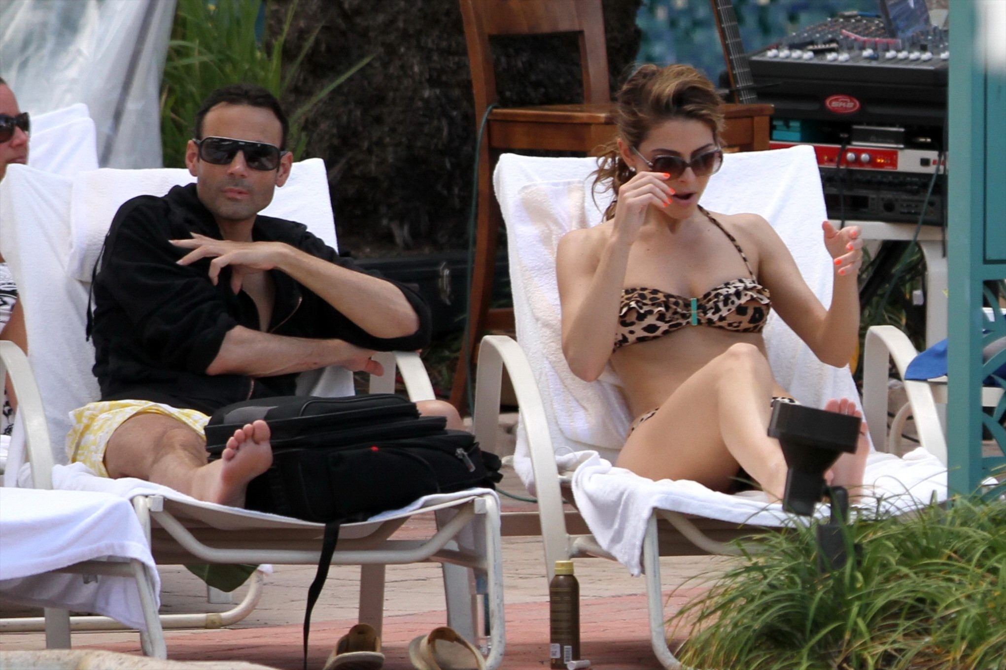 Maria Menounos wearing leopard print bikini on Miami Beach #75306114